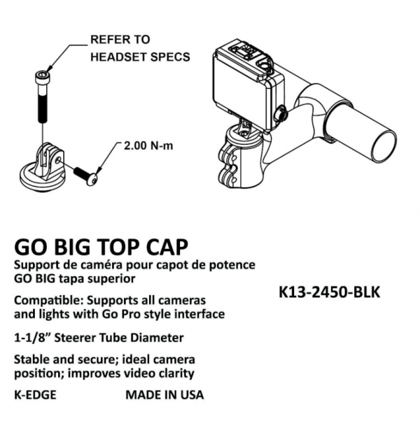 K-Edge GO BIG Top Cap Mount - Black - Image 3