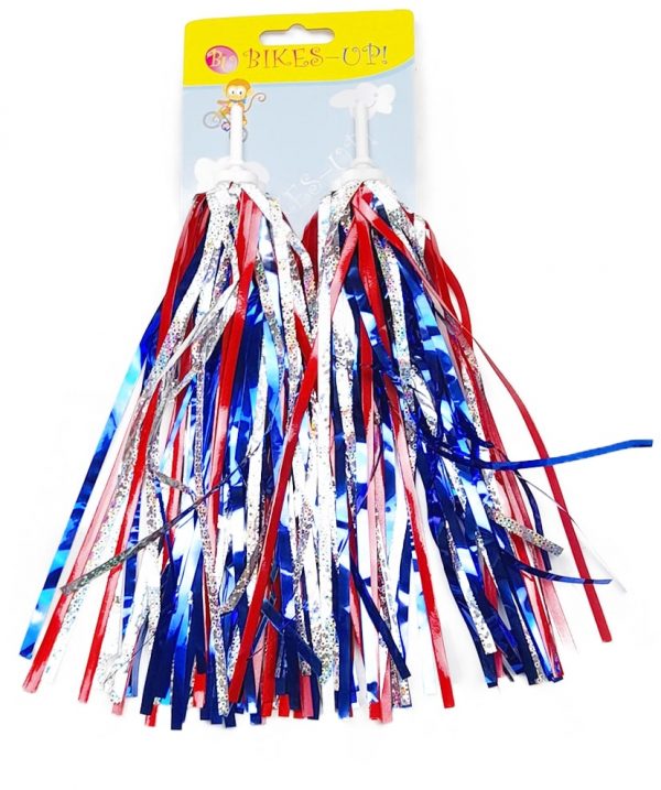 Handlebar Streamers - Silver, Red, Blue (Butterfly)
