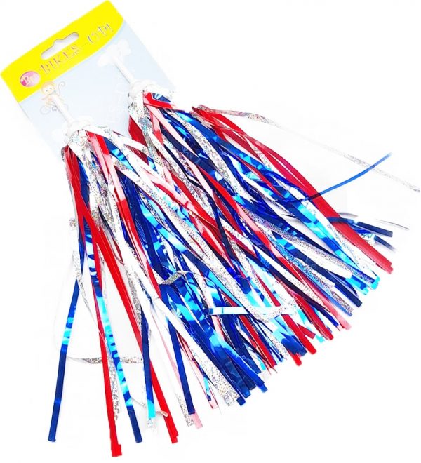 Handlebar Streamers - Silver, Red, Blue (Butterfly) - Image 2