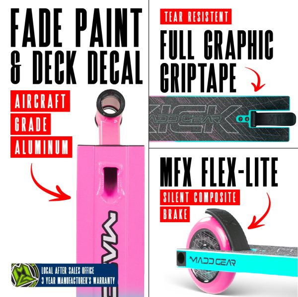 Madd Gear Kick Pro-X Scooter Pink / Teal - Image 5